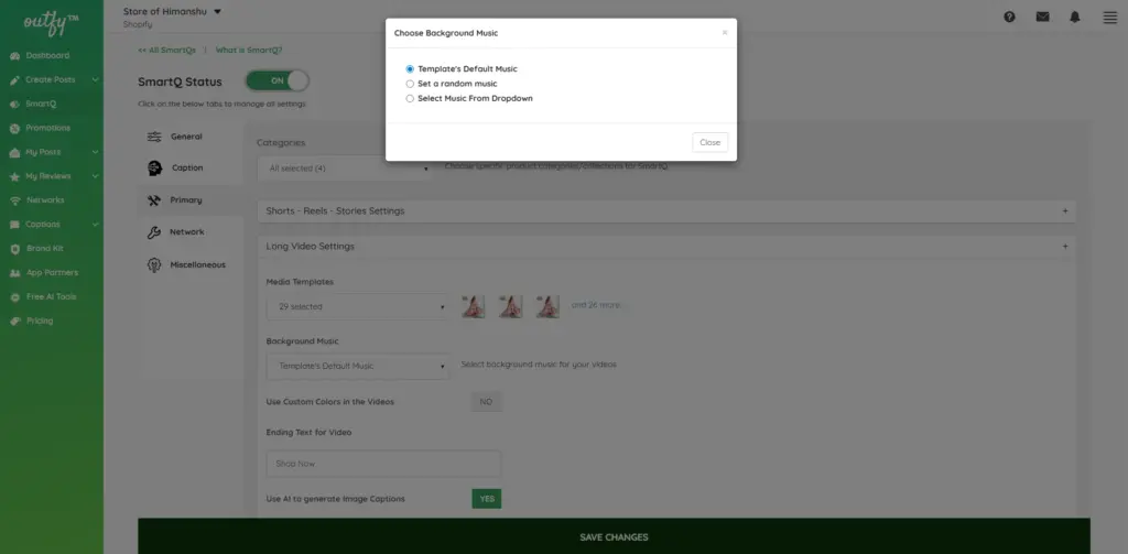 Choose Background music - Long videos SmartQ