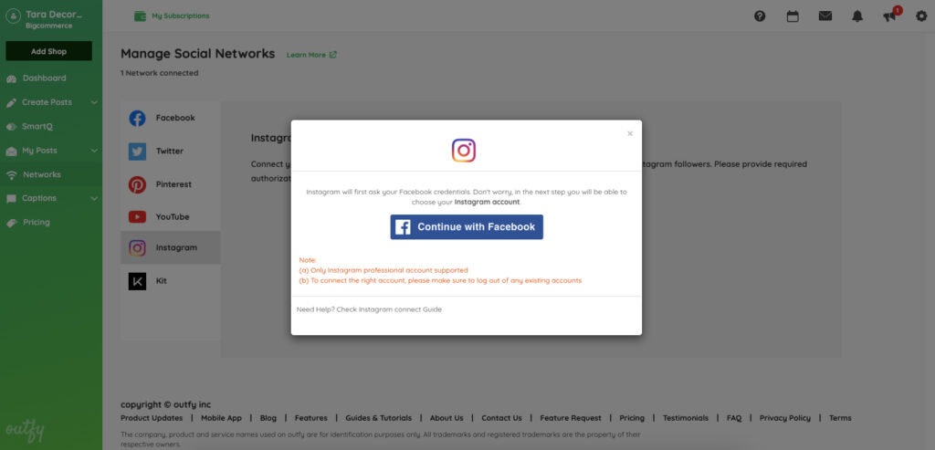 Continue with facebook
