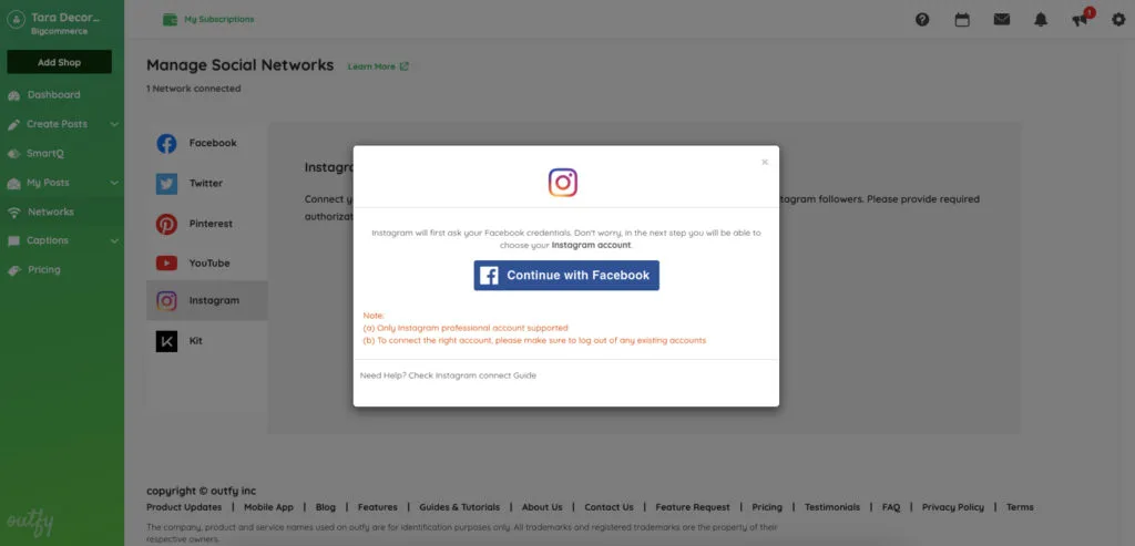 Continue with facebook
