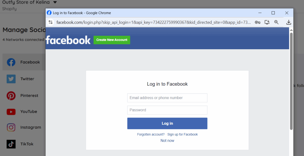 Connect facebook