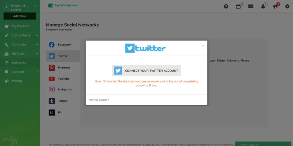Connect Yout Twitter Account