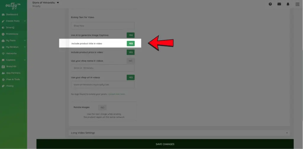 Include Product Title in Short Video
