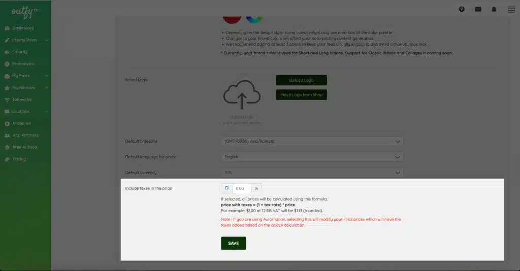 Include taxes in the price