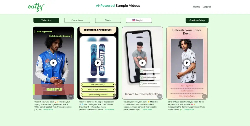 AI Powered Sample Videos Created by Outfy