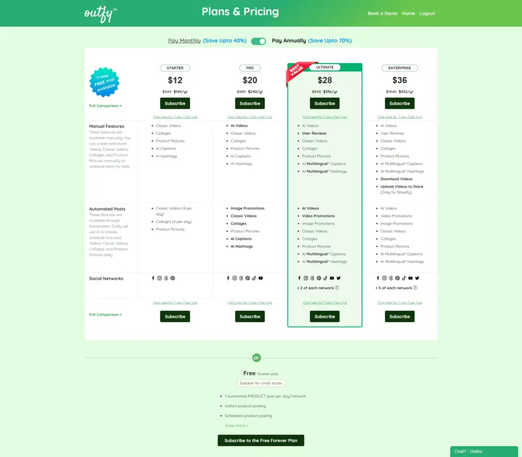Outfy Network Page