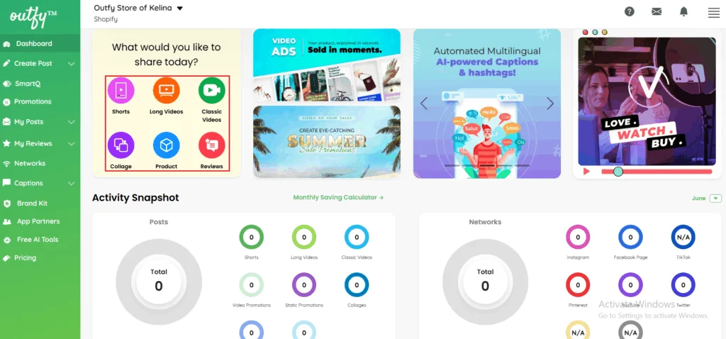 Content creation - Outfy Dashboard