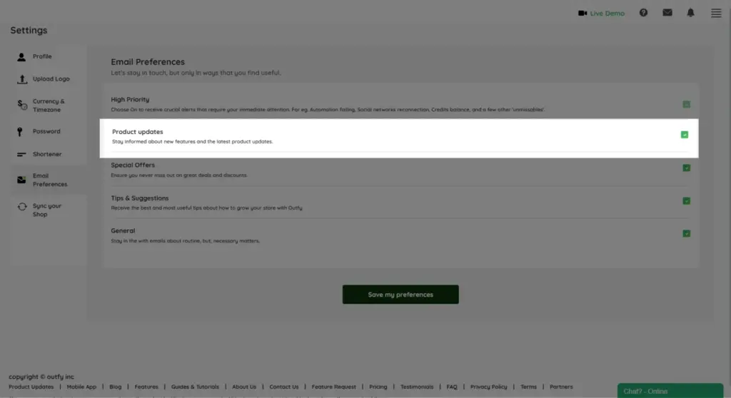 Procduct Updates - Email Notification