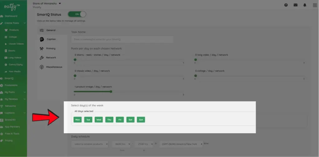 Select Days for Posting - Product Image SmartQ