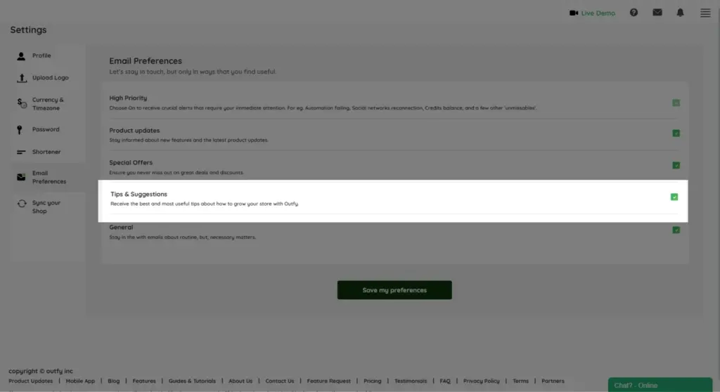 Tips & Suggestions - Email Notification