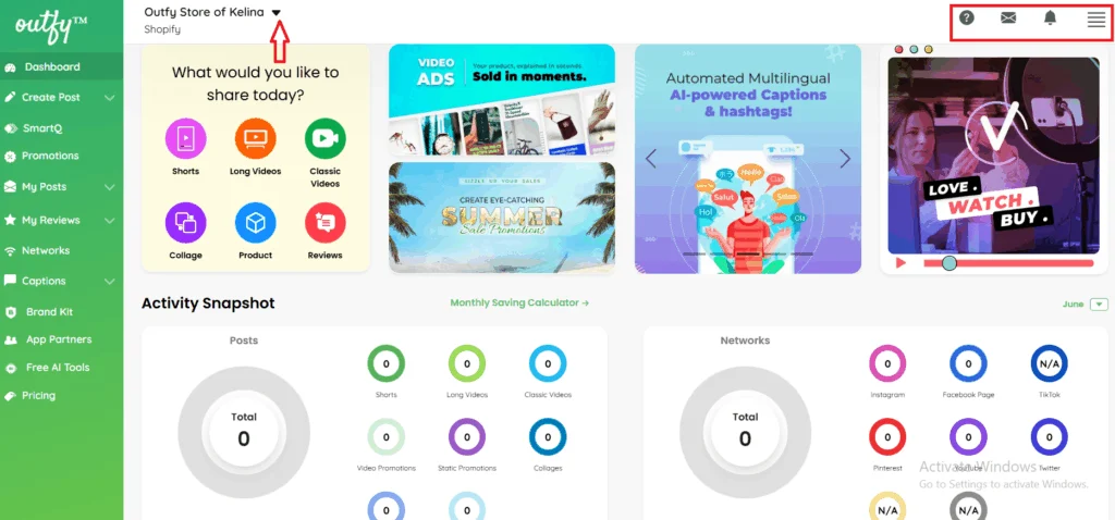 Top Navigation dashboard