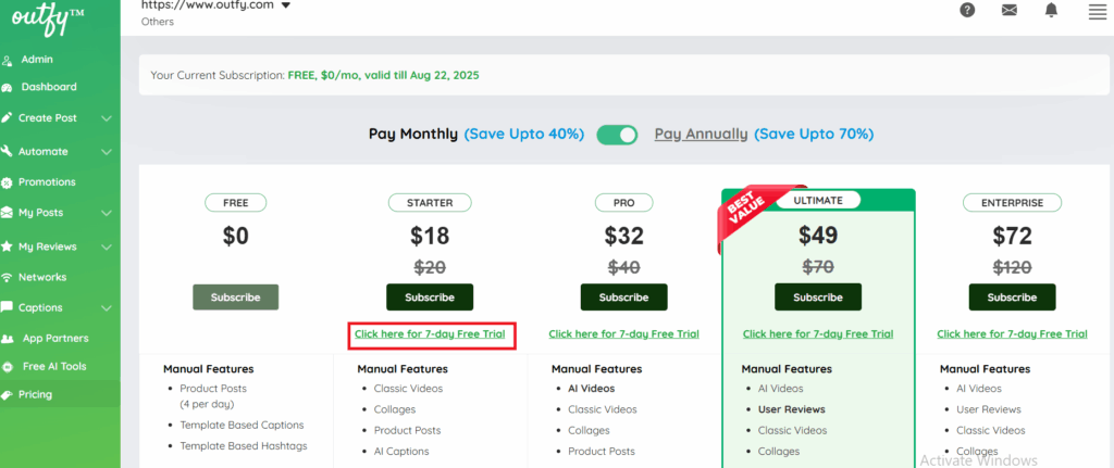 Click on green link