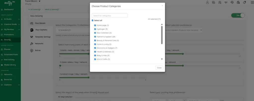 Choose categories