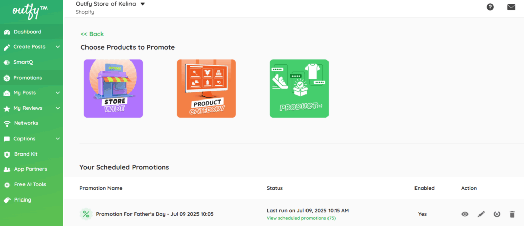 Choose product to promote