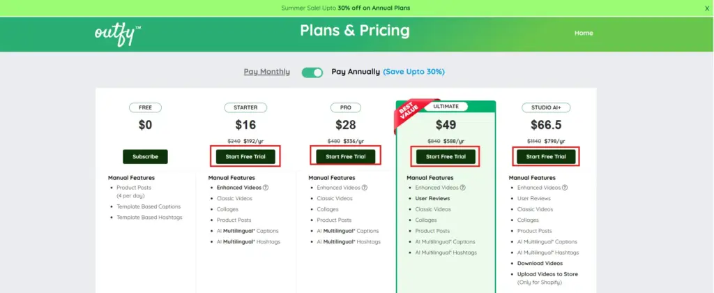 Free trial page