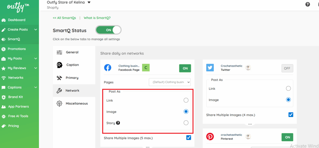 Select post as link or image