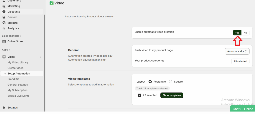 Enable automatic video creation
