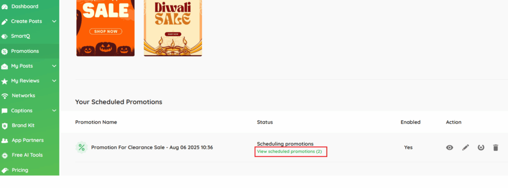View schedule promotions