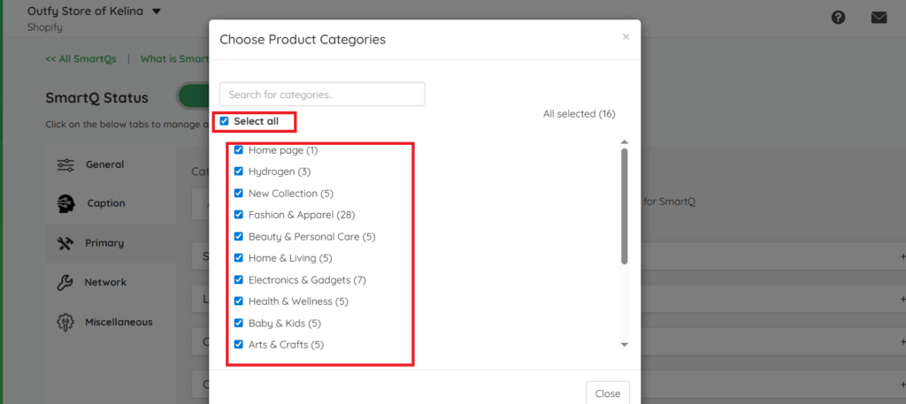 select category
