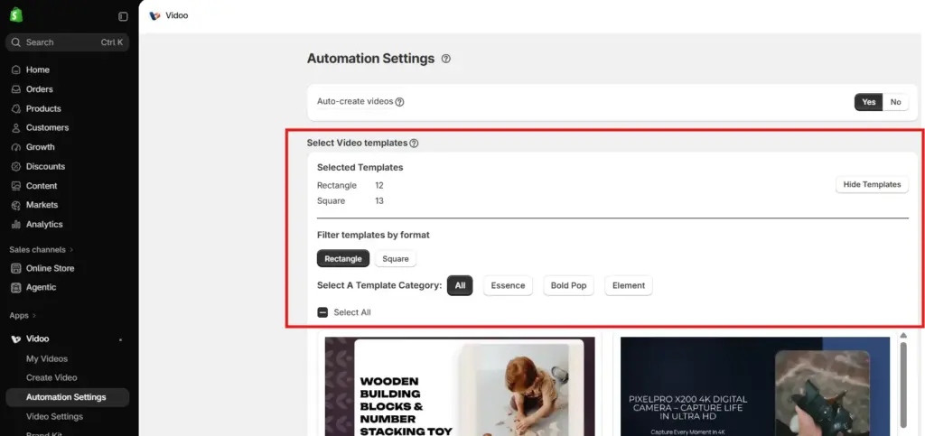 Automation settings