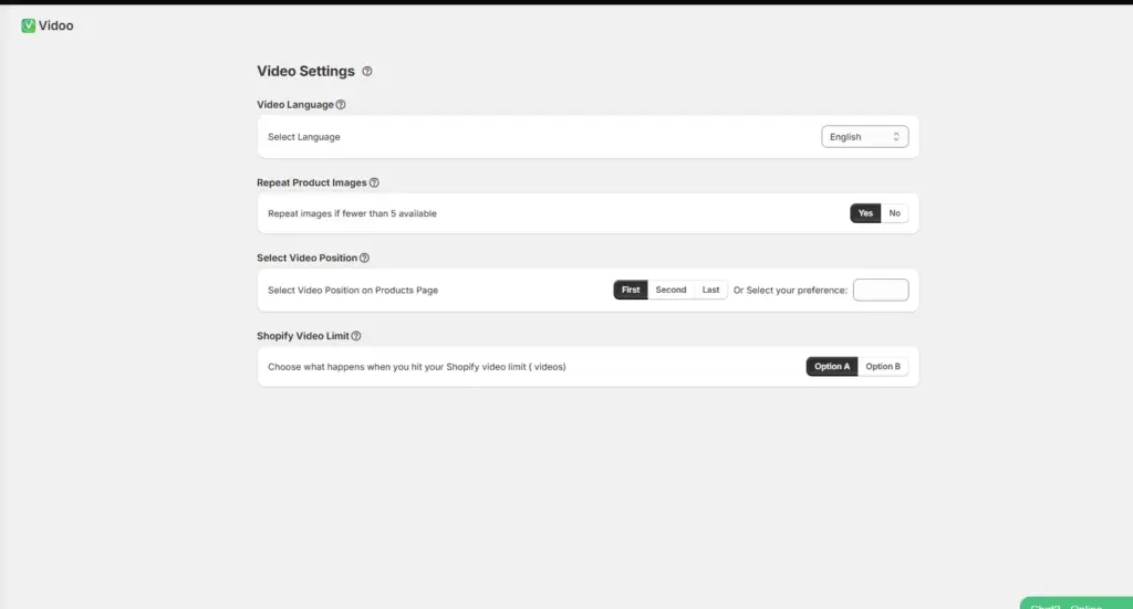 Video setting