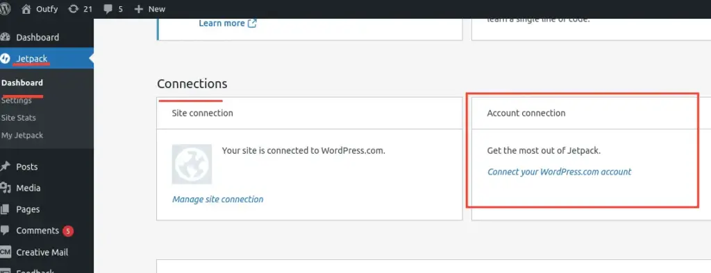 click on “Connect your WordPress.com account”