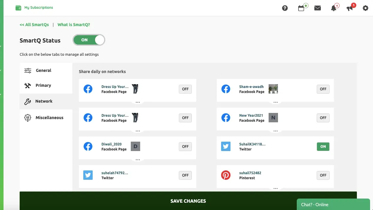 Network Settings - SmartQ