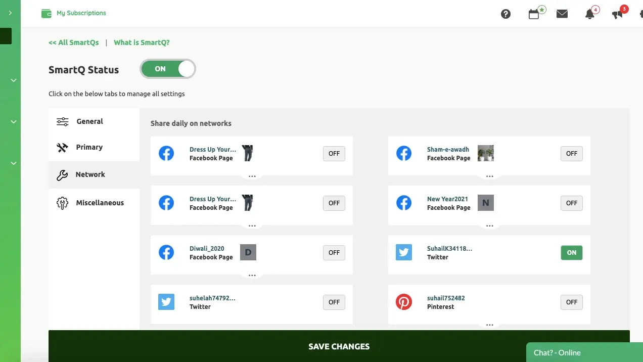 Network Settings - SmartQ