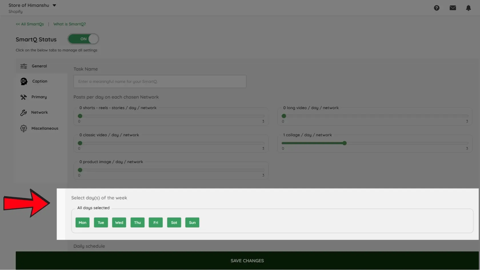 Select Days for Posting - SmartQ