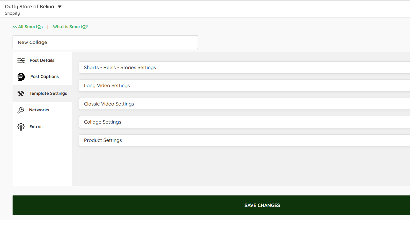 Template settings