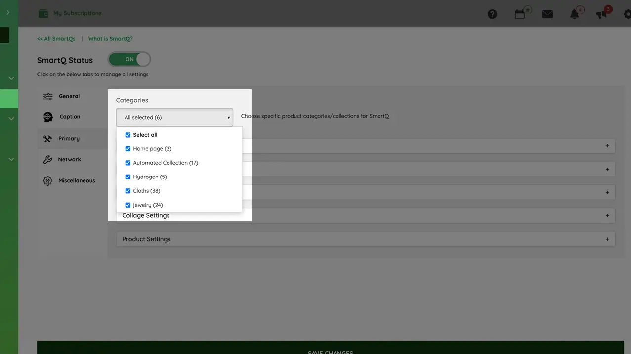 SmartQ Categories