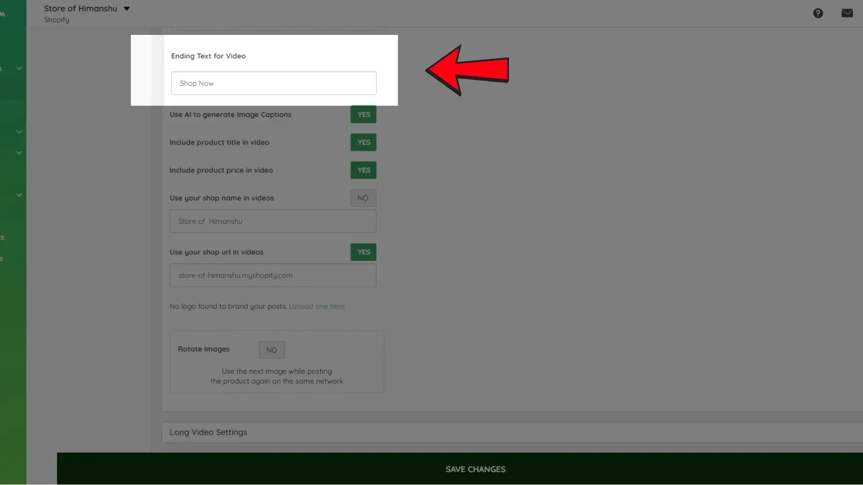Ending text for Video