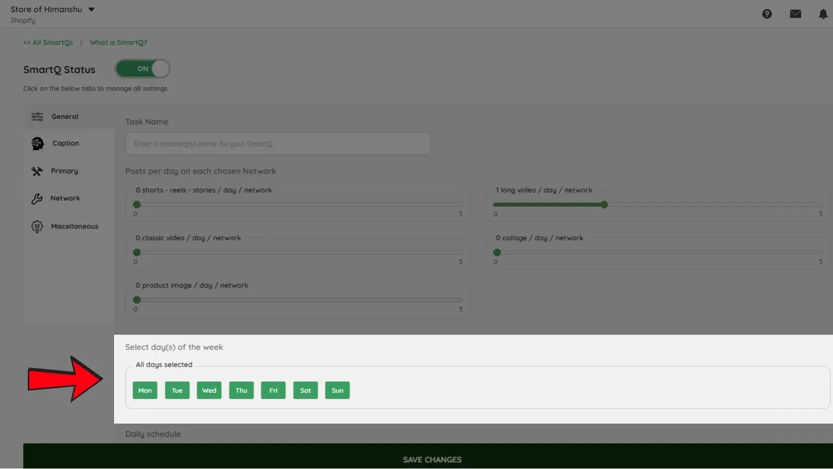 Select Days for Posting - Long Videos SmartQ
