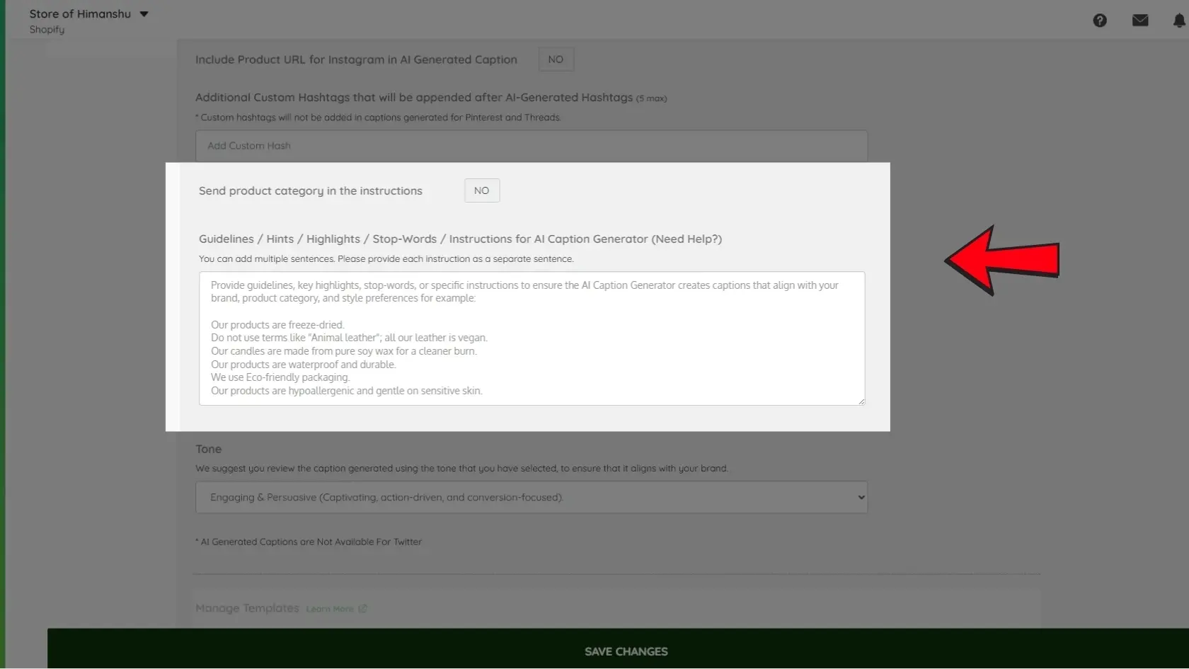 Send Product Category in the Instructions