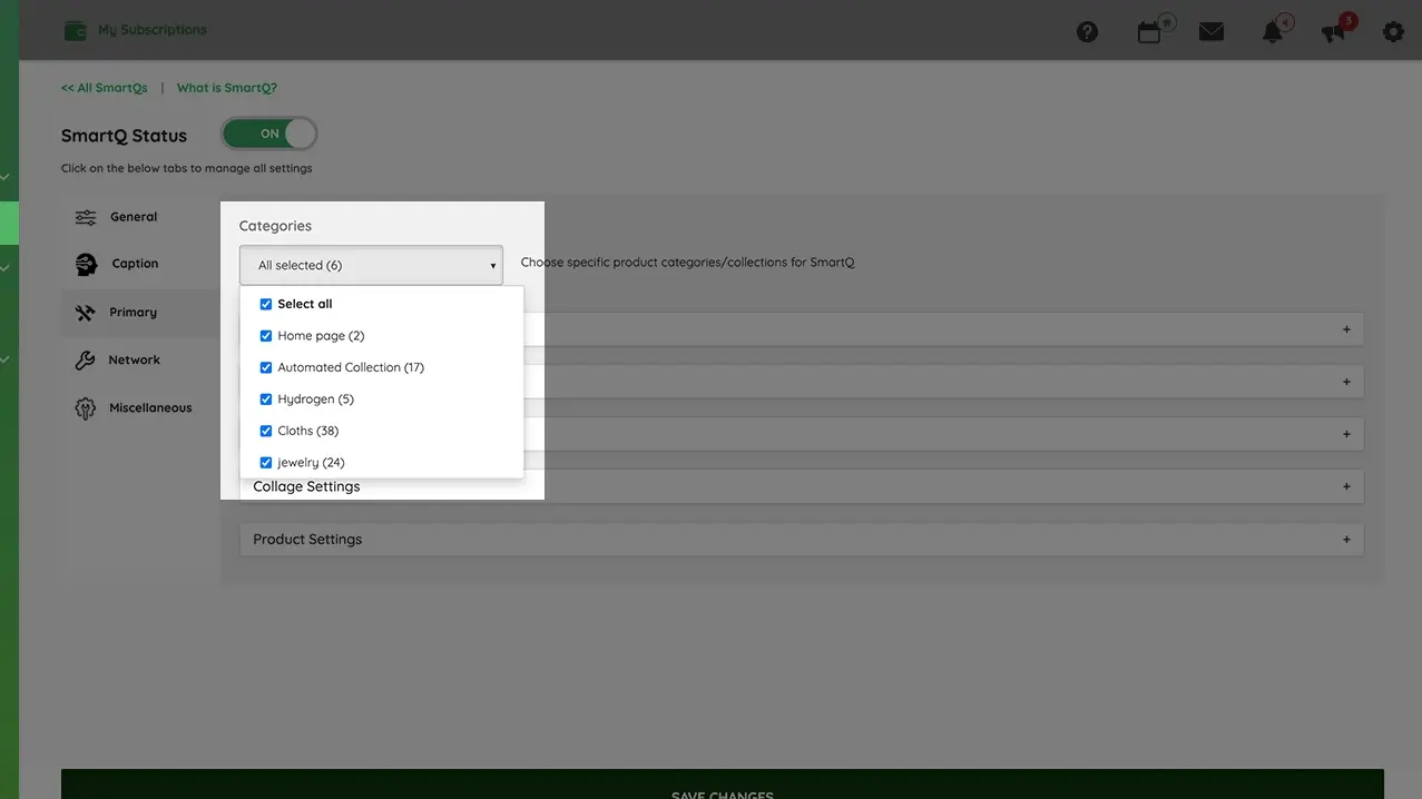 SmartQ Categories